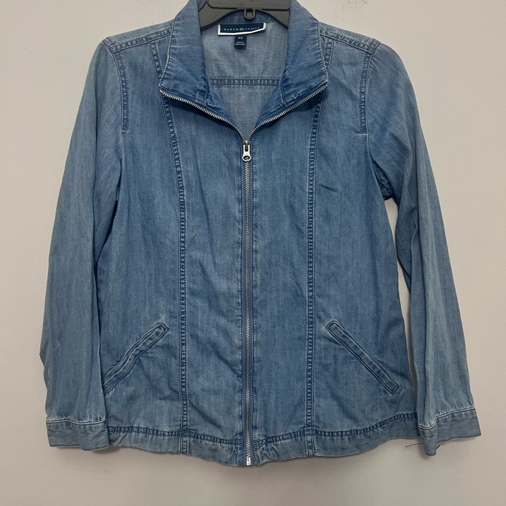 Karen Scott Light Blue Denim Zip Jacket